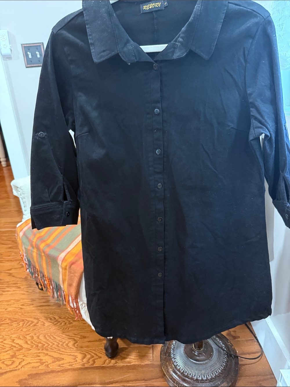 Reborn Heavyweight Button Front Shirt with Seed Button Back L